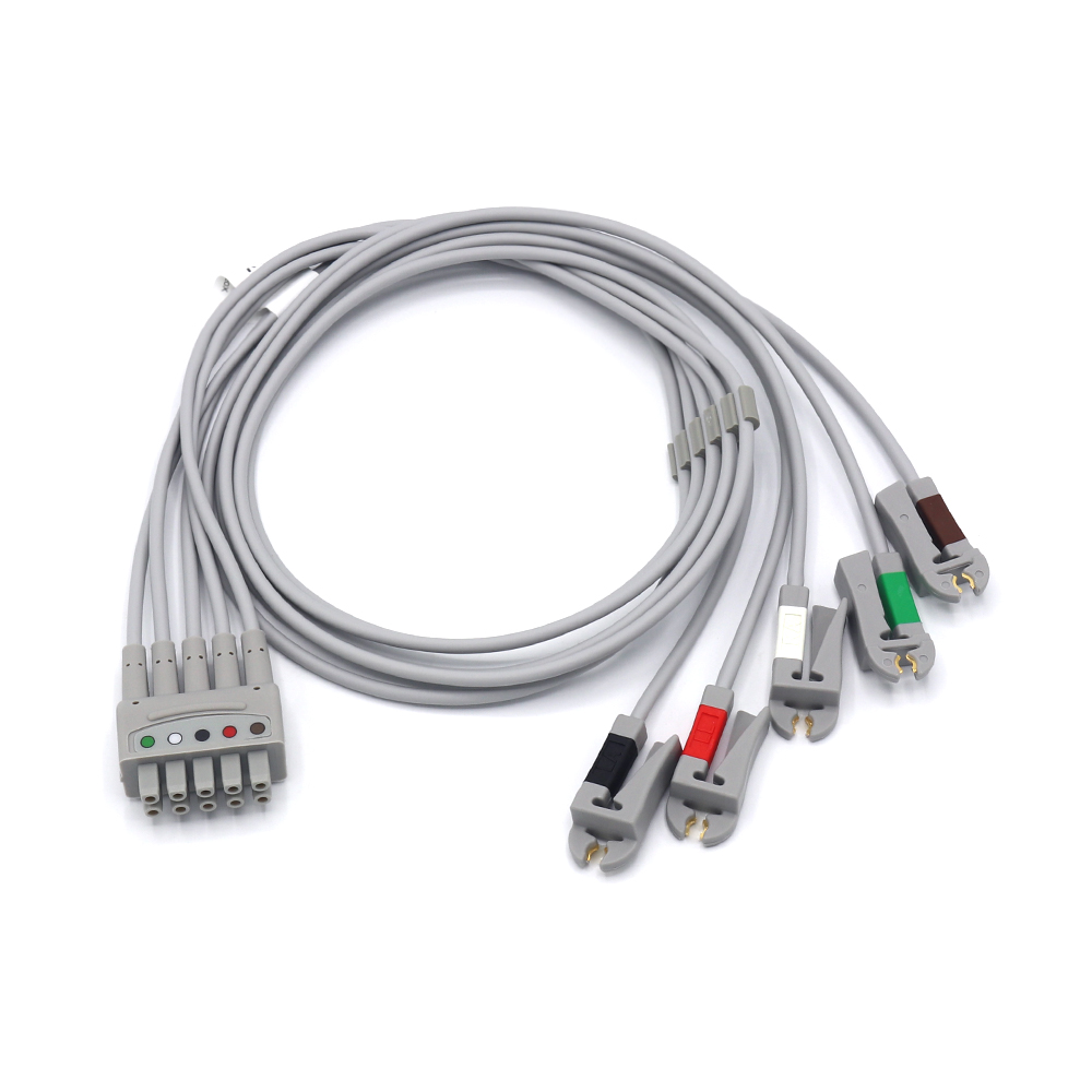 GE Vyaire Original 412681-001Multi-Link ECG Leadwire 5leads Grabber AHA 74CM/29IN